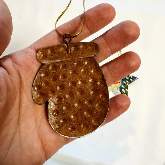 Primitive Farmhouse Christmas Bundle Of 2 Snowman Tin Tree Ornaments - Picture 5 of 5